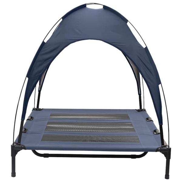 Erhöhtes Hundebett mit abnehmbarem Dach Marine Blau XL Stahl