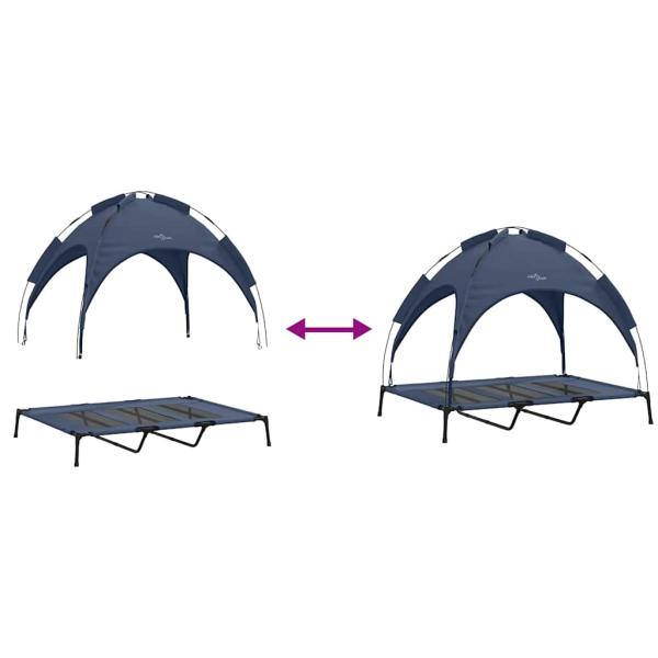 Erhöhtes Hundebett mit abnehmbarem Dach Marine Blau XL Stahl