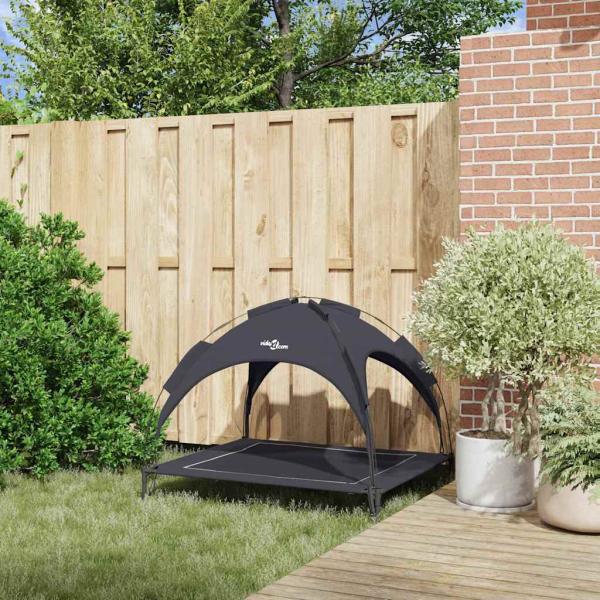 erhöhtes Hundebett mit abnehmbarem Dach Schwarz XL Stahl