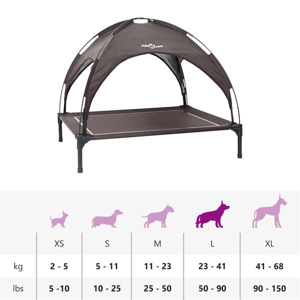 Erhöhtes Hunde-Bett mit abnehmbarem Dach Braun L Stahl