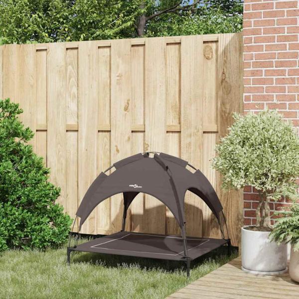 Erhöhtes Hunde-Bett mit abnehmbarem Dach Braun L Stahl