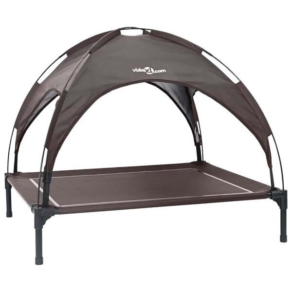 erhöhtes Hundebett mit abnehmbarem Dach Braun XL Stahl