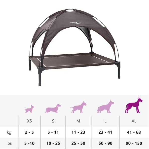 erhöhtes Hundebett mit abnehmbarem Dach Braun XL Stahl