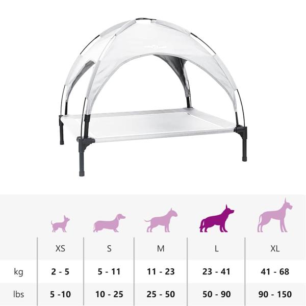 Erhöhtes Hundebett mit abnehmbarem Dach Silbergrau L Stahl