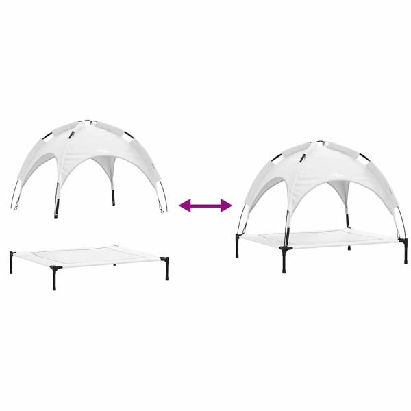 Hochgestelltes Hundebett mit abnehmbarem Dach Silbergrau XL Stahl