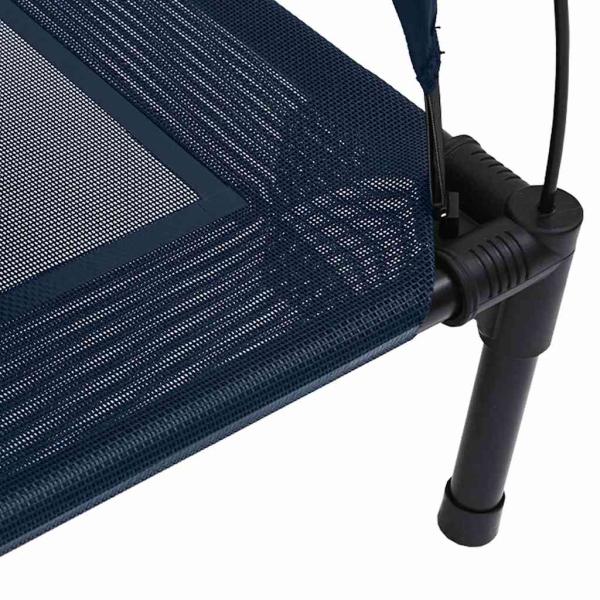 erhöhtes Hundebett mit abnehmbarem Dach Marineblau L Stahl