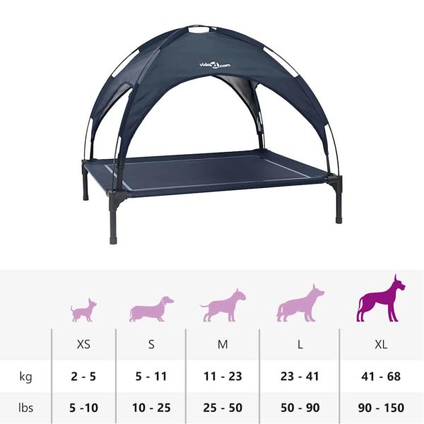 Erhöhtes Hundebett mit Abnehmbarem Dach Marineblau XL Stahl