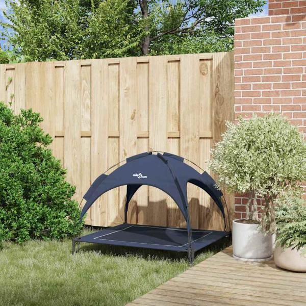 Erhöhtes Hundebett mit Abnehmbarem Dach Marineblau XL Stahl