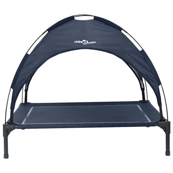 Erhöhtes Hundebett mit Abnehmbarem Dach Marineblau XL Stahl