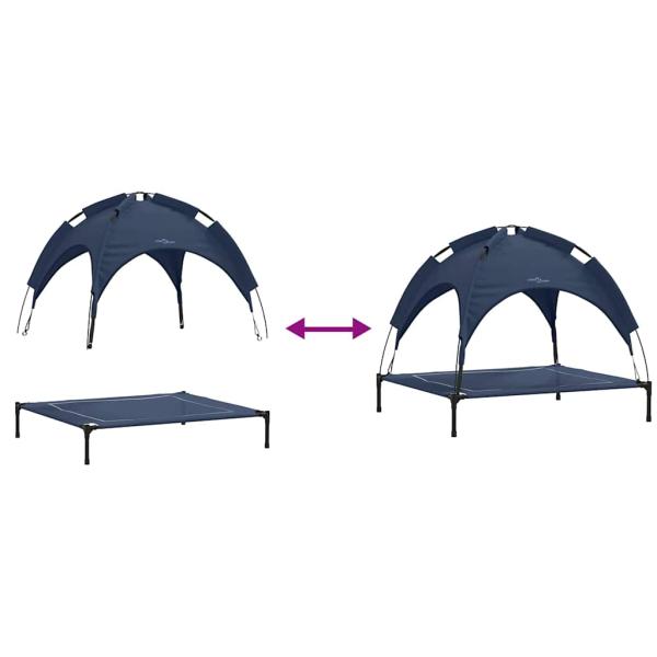 Erhöhtes Hundebett mit Abnehmbarem Dach Marineblau XL Stahl