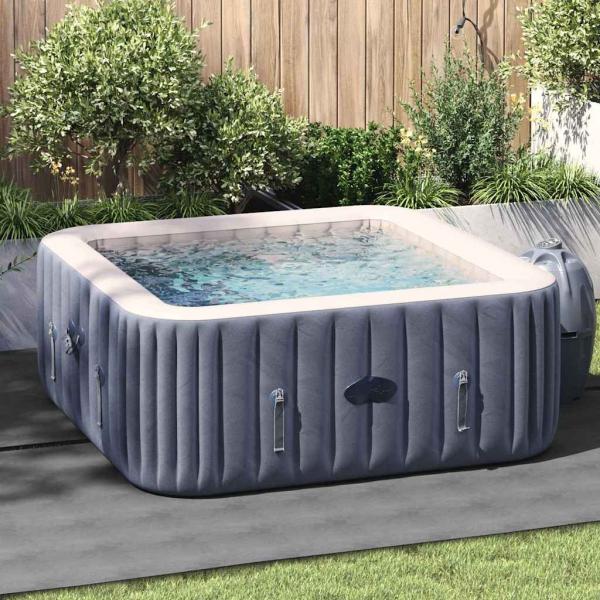 ARDEBO.de - Quadratische Poolabdeckung Hellgrau Polyester 274 x 274 cm