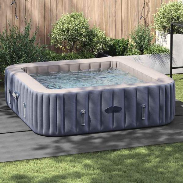 ARDEBO.de - Quadratische Poolabdeckung Hellgrau Polyethylen 396 x 396 cm