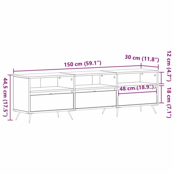 TV-Schrank Schwarz 150x30x44,5 cm Holzwerkstoff