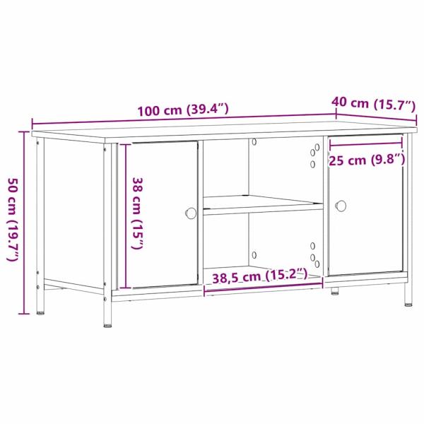 TV-Schrank Artisan Eiche 100x40x50 cm Holzwerkstoff und Stahl