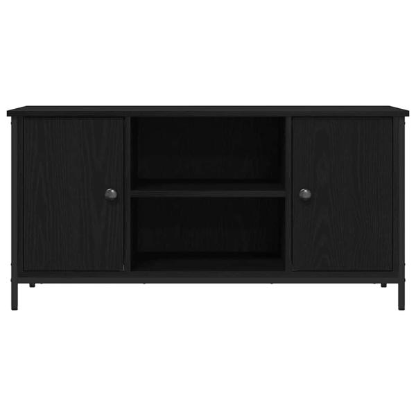 TV Schrank Schwarz Eiche 100x40x50 cm Holzwerkstoff und Stahl
