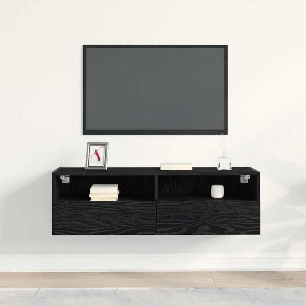 TV-Wandschrank Schwarz Eiche 100x30x30 cm Holzwerkstoff