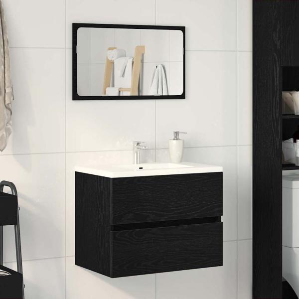 ARDEBO.de - Waschbeckenunterschrank Schwarz Eiche 60x38,5x45 cm Holzwerkstoff
