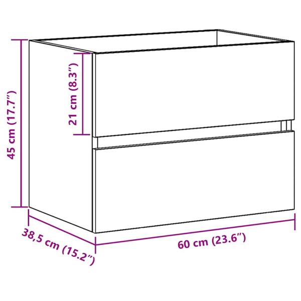 Waschbeckenunterschrank Schwarz Eiche 60x38,5x45 cm Holzwerkstoff