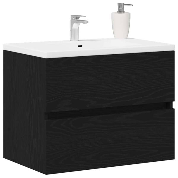 Waschbeckenunterschrank Schwarz Eiche 60x38,5x45 cm Holzwerkstoff