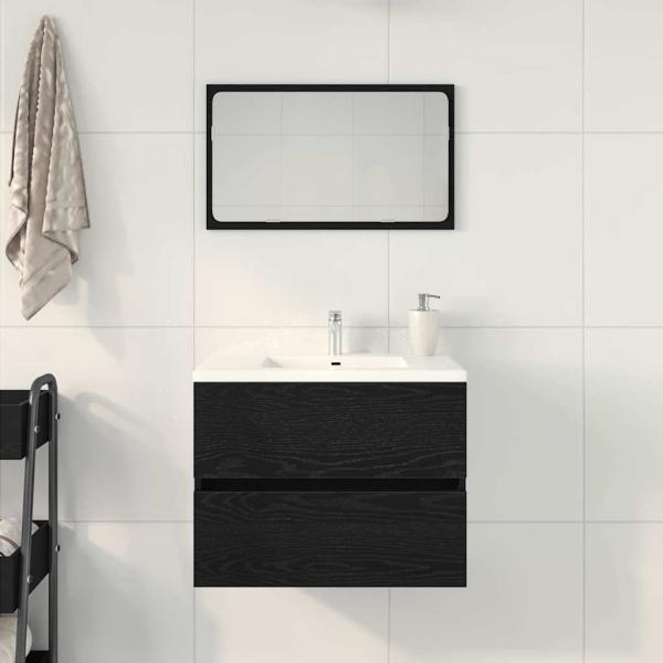 Waschbeckenunterschrank Schwarz Eiche 60x38,5x45 cm Holzwerkstoff