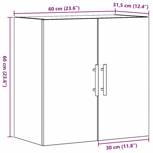 Wandschrank Schwarz Eiche 60x31x60 cm Holzwerkstoff