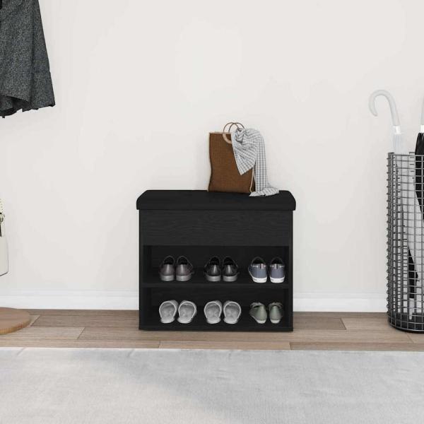 Aufbewahrungsbank Schwarz Eiche 60x30x48 cm Ingenie Holz