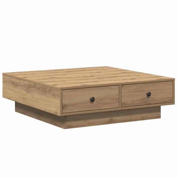 Couchtisch Eiche Furnier, MDF 90 x 90 x 28 cm Aufbewahrung