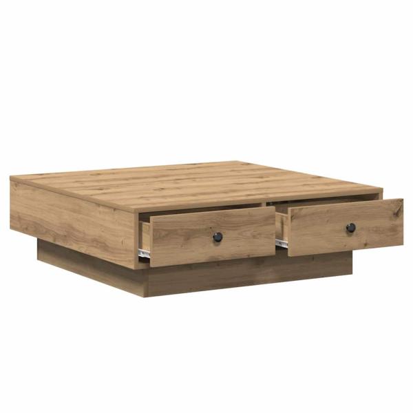 Couchtisch Eiche Furnier, MDF 90 x 90 x 28 cm Aufbewahrung