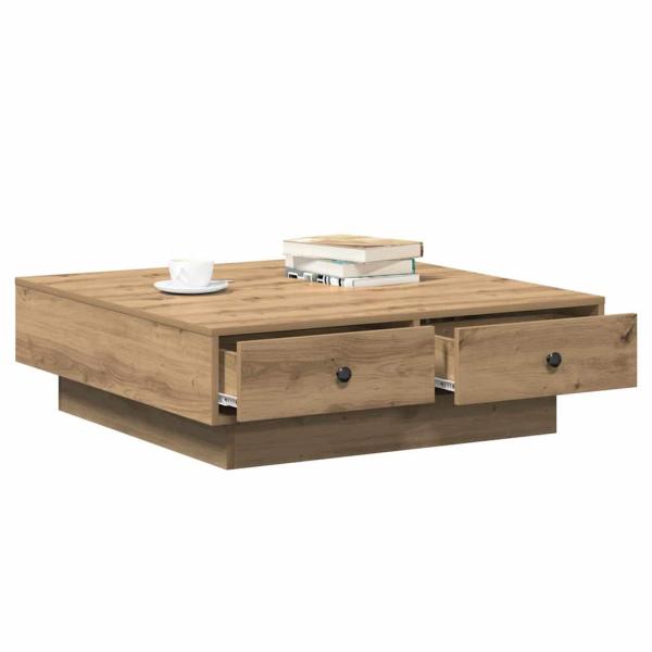 Couchtisch Eiche Furnier, MDF 90 x 90 x 28 cm Aufbewahrung