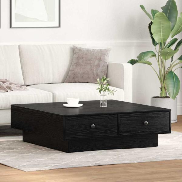 Couchtisch Schwarz Eiche Holzwerkstoff 90 x 90 x 28 cm Couchtisch