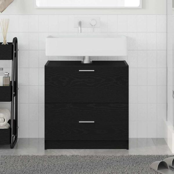 ARDEBO.de - Waschbeckenunterschrank Schwarz Eiche 59x37x59 cm Ingenieurholz