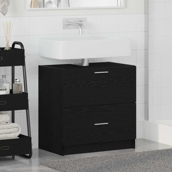 Waschbeckenunterschrank Schwarz Eiche 59x37x59 cm Ingenieurholz