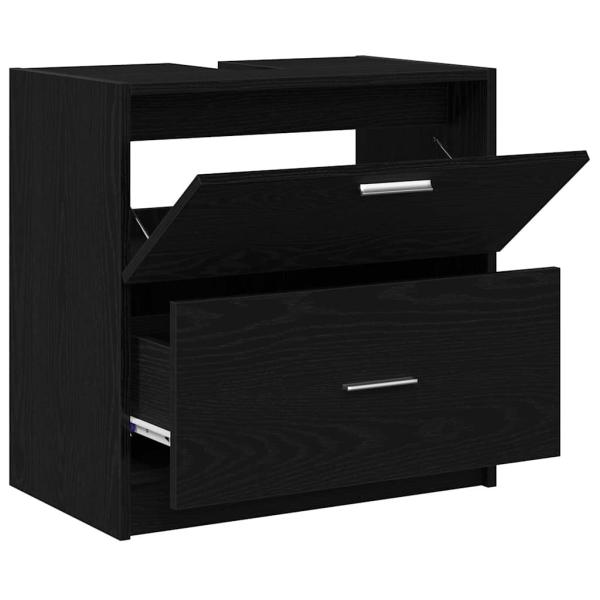 Waschbeckenunterschrank Schwarz Eiche 59x37x59 cm Ingenieurholz
