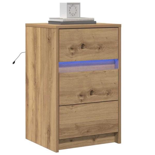 Nachttisch mit LED-Lichtern Artisan Eiche Spanplatte