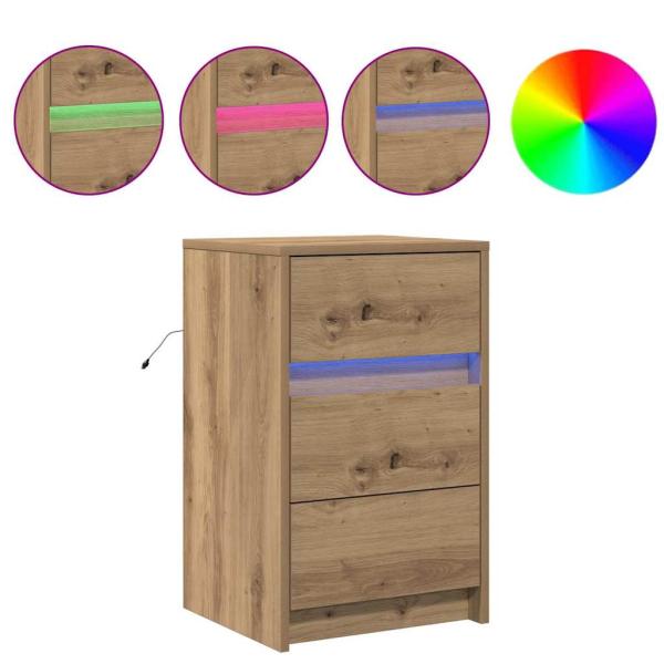 Nachttisch mit LED-Lichtern Artisan Eiche Spanplatte