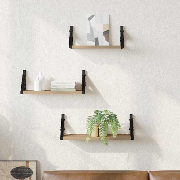 ARDEBO.de - 3-teiliges Wandregalset aus Eiche Artisan