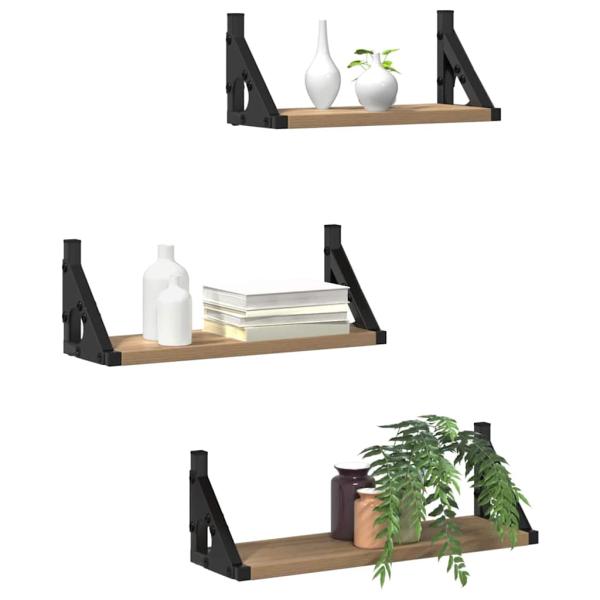 3-teiliges Wandregalset aus Eiche Artisan