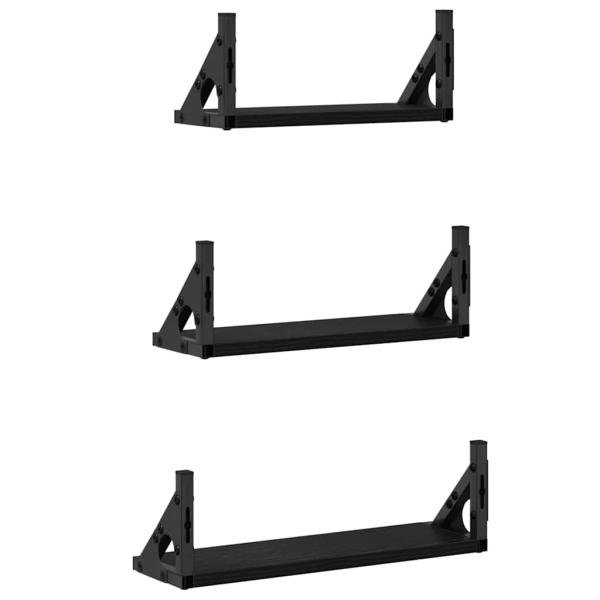 3-teiliges Wandregal-Set Schwarze Eiche Technisch Holz
