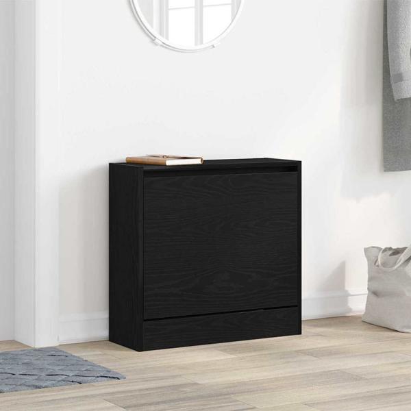 ARDEBO.de - Schuhschrank Schwarz Eiche 60x21x57 cm aus Holzwerkstoff