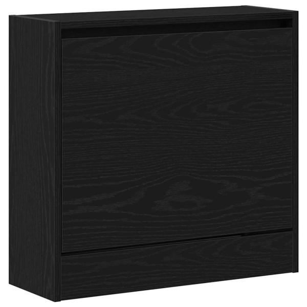 Schuhschrank Schwarz Eiche 60x21x57 cm aus Holzwerkstoff