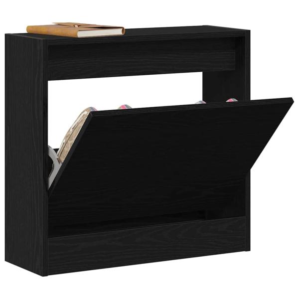 Schuhschrank Schwarz Eiche 60x21x57 cm aus Holzwerkstoff