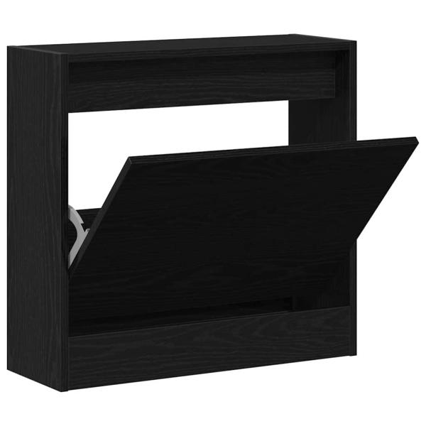Schuhschrank Schwarz Eiche 60x21x57 cm aus Holzwerkstoff