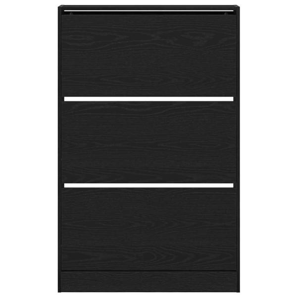 Schuhschrank Schwarz Eiche 80x21x125,5 cm Melamin