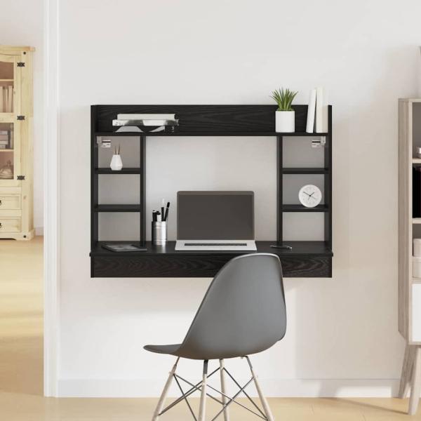 ARDEBO.de - Wandmontierter Schreibtisch Schwarz Eiche 105x48x75 cm Holzwerkstoff