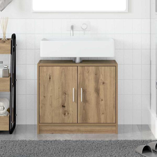 ARDEBO.de - Waschbecken Schrank Massivholz Eiche 63x29x55 cm Holzwerkstoff