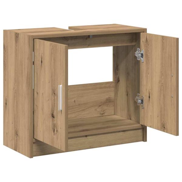 Waschbecken Schrank Massivholz Eiche 63x29x55 cm Holzwerkstoff