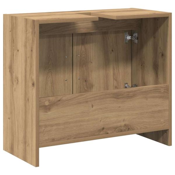 Waschbecken Schrank Massivholz Eiche 63x29x55 cm Holzwerkstoff