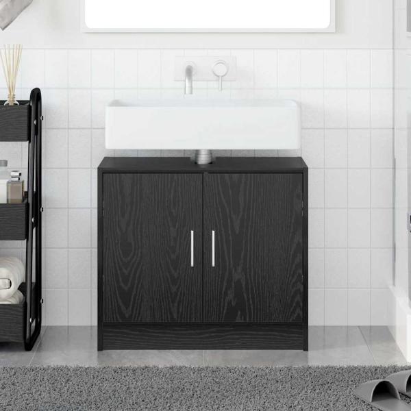 ARDEBO.de - Waschschrank schwarzes Eichenholz 63x29x55 cm Holzwerkstoff