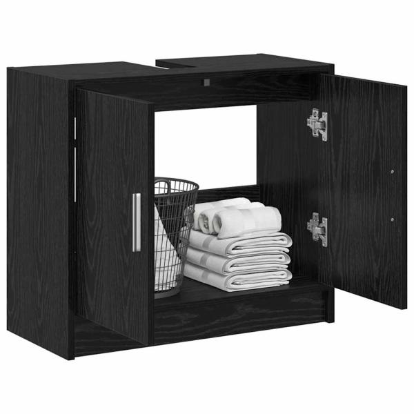 Waschschrank schwarzes Eichenholz 63x29x55 cm Holzwerkstoff