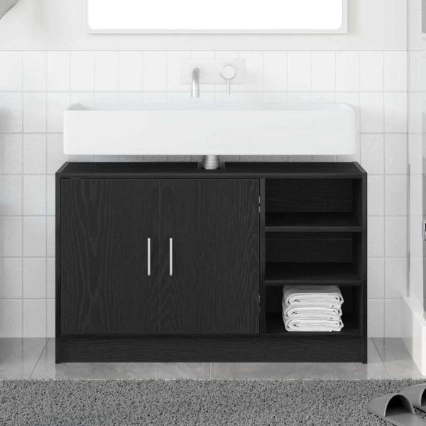 ARDEBO.de - Spülenschrank Schwarz Eiche 90x29x55 cm Holzwerkstoff